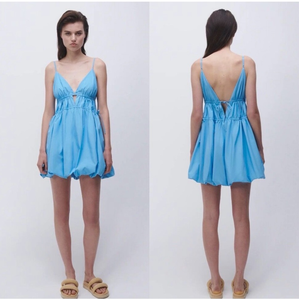 Jonathan Simkhai Blue Ruched Mini Dress
